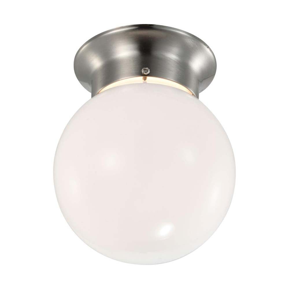 8w 6-in LED Flush Mount Fixture 3000K Dimmable Brushed Nickel Frosted Glass