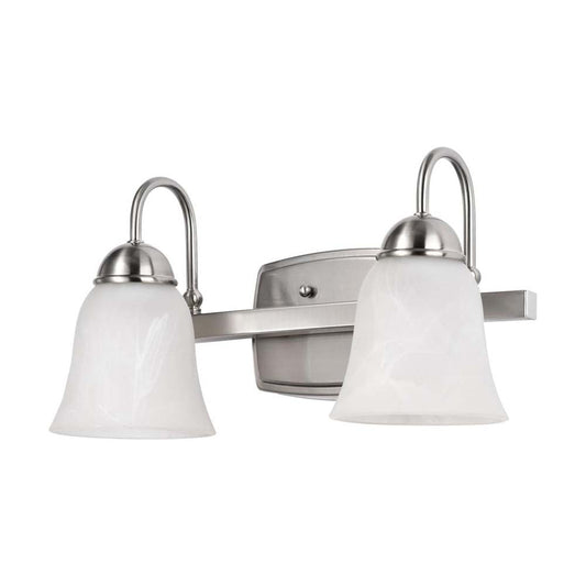 15w LED 2-Light Vanity Fixture 3000K Brushed Nickel w/ Alabaster Glass