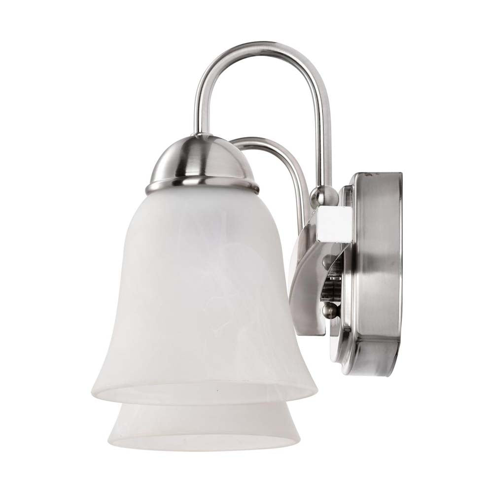 15w LED 2-Light Vanity Fixture 3000K Brushed Nickel w/ Alabaster Glass