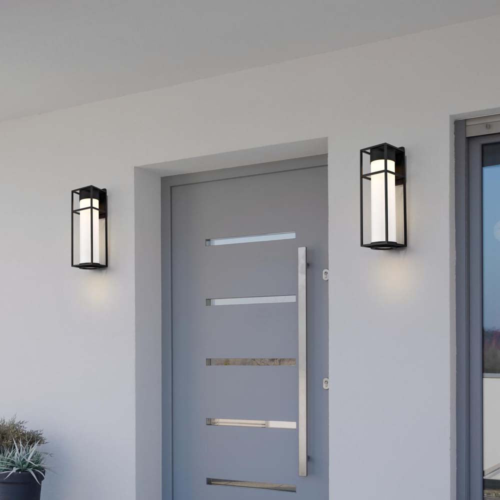 Ledges 6W LED Medium Wall Lantern Matte Black w/ White Opal Glass