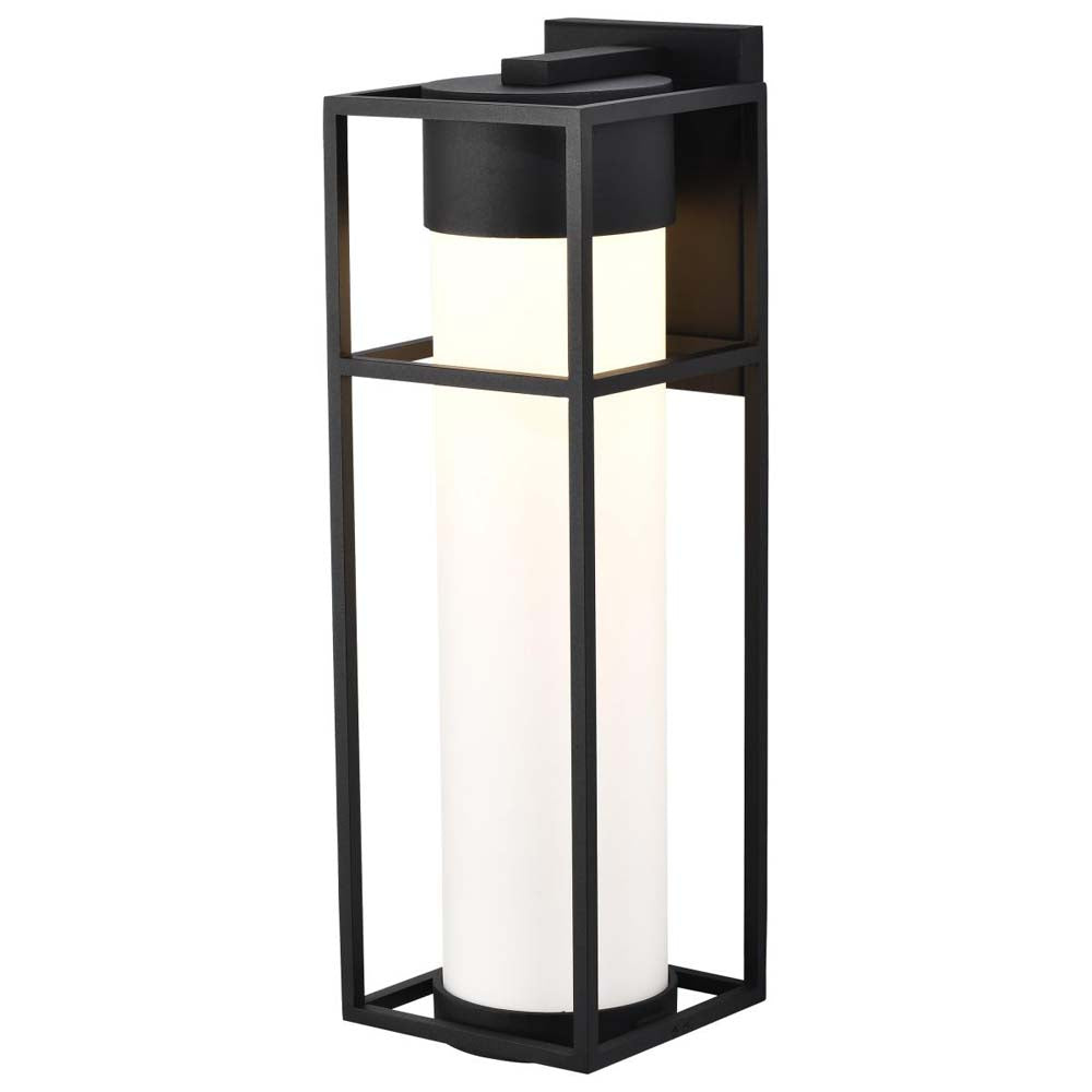 Ledges 10W LED Large Wall Lantern Matte Black w/ White Opal Glass