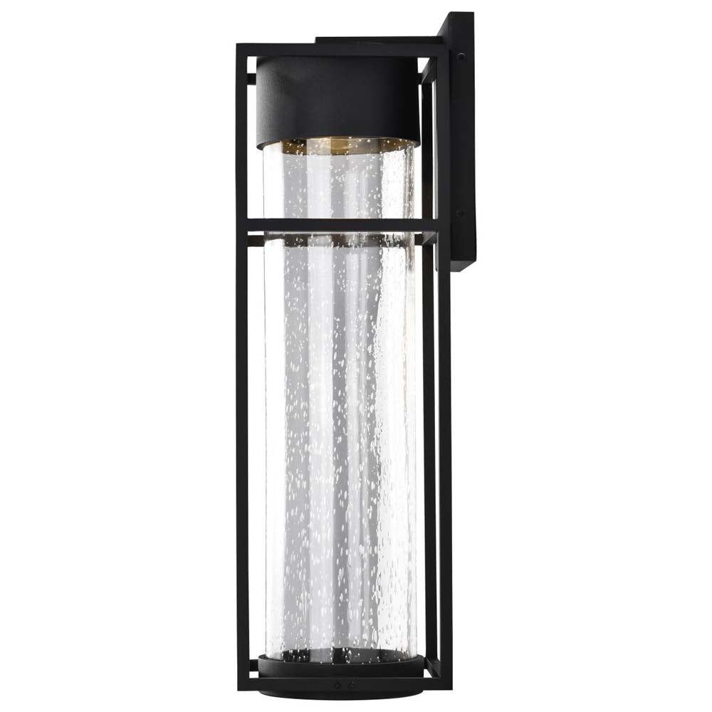 Ledges 10W LED Large Wall Lantern Matte Black w/ Clear Seeded Glass