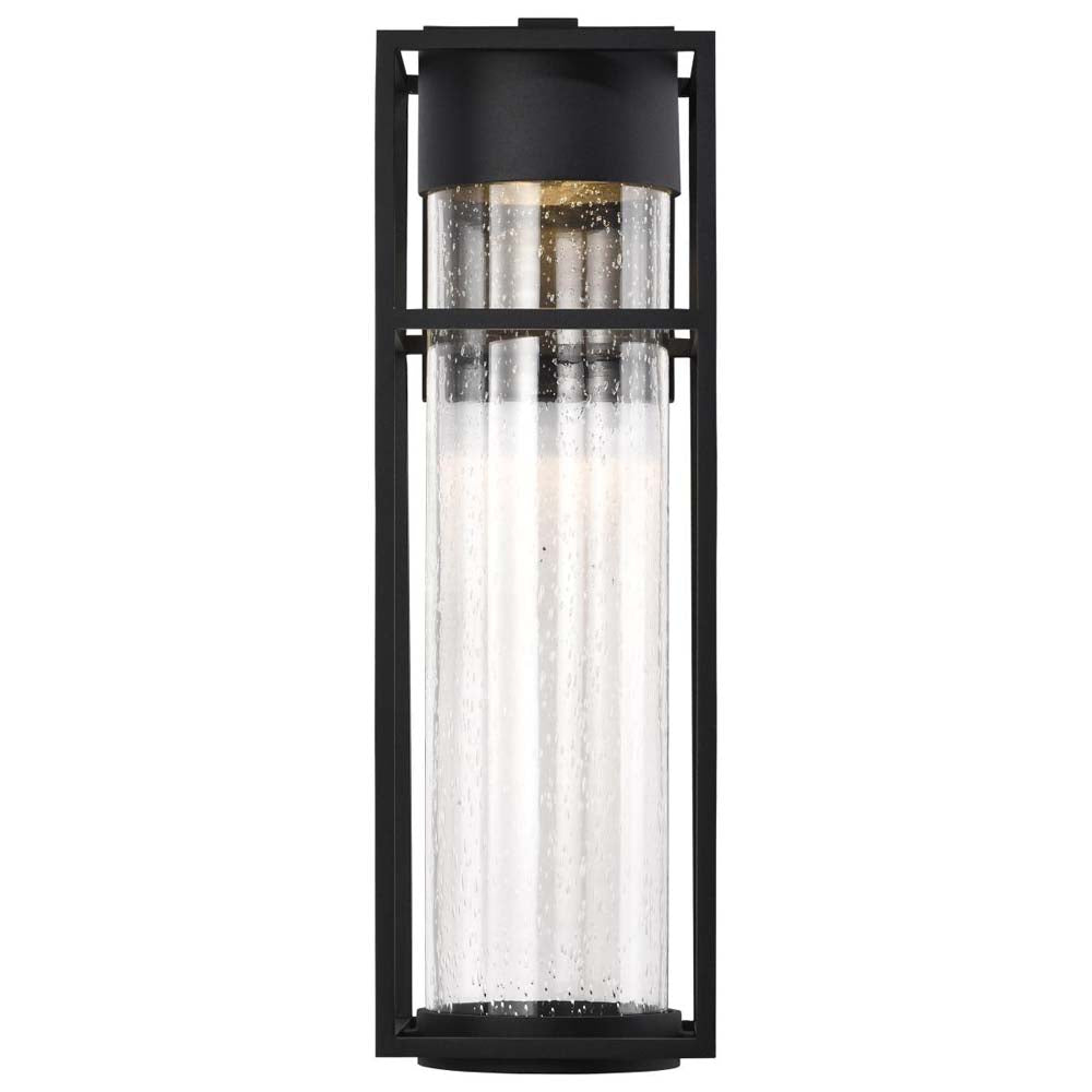 Ledges 10W LED Large Wall Lantern Matte Black w/ Clear Seeded Glass