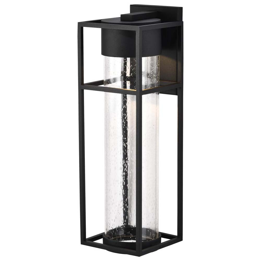 Ledges 10W LED Large Wall Lantern Matte Black w/ Clear Seeded Glass