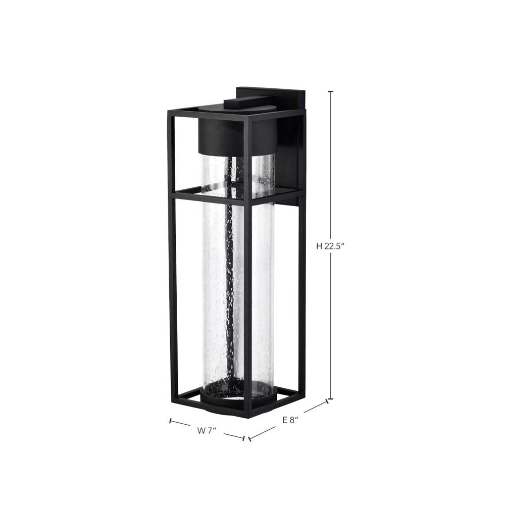 Ledges 10W LED Large Wall Lantern Matte Black w/ Clear Seeded Glass