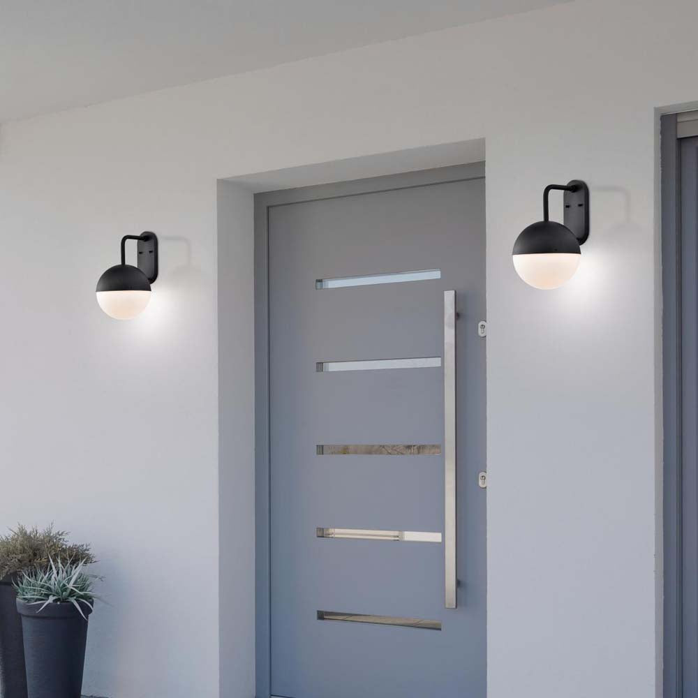 Atmosphere 10W LED Large Wall Lantern Matte Black w/ White Opal Glass