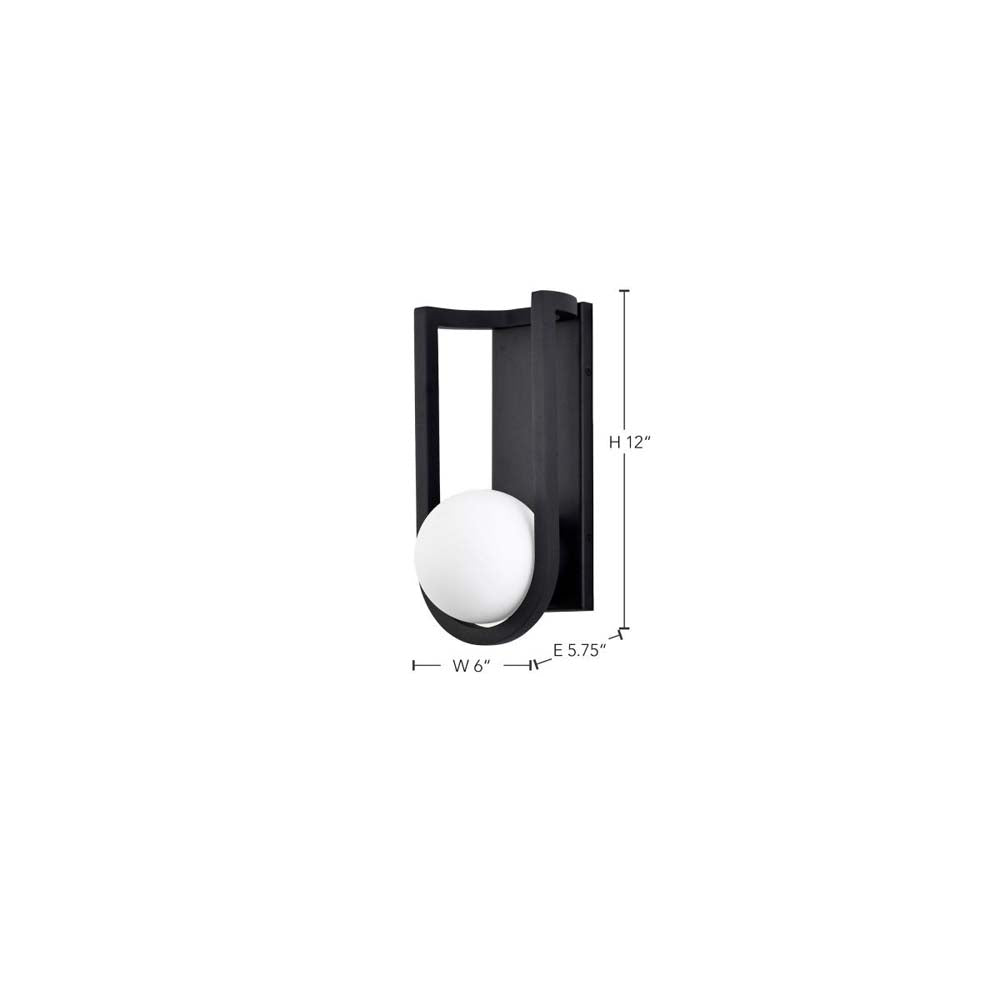 Cradle 6W LED Medium Wall Lantern Matte Black w/ White Opal Glass