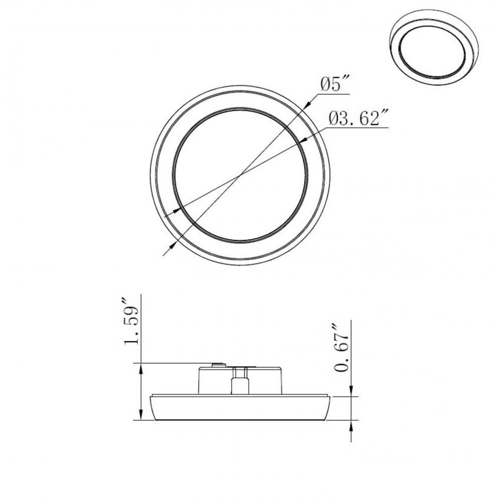 9w 5in.  Round LED Flush Mount CCT Selectable with Black Finish