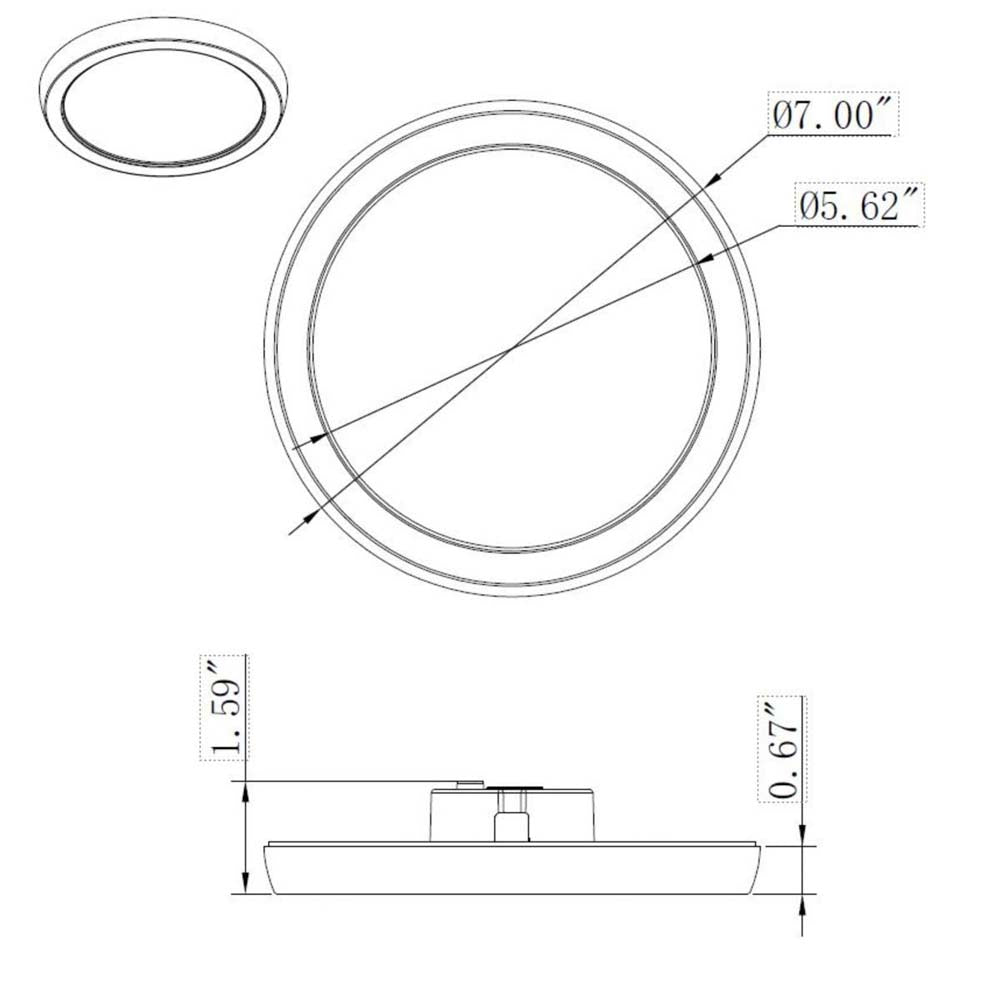 11w 7in. Round LED Flush Mount CCT Selectable with Black Finish