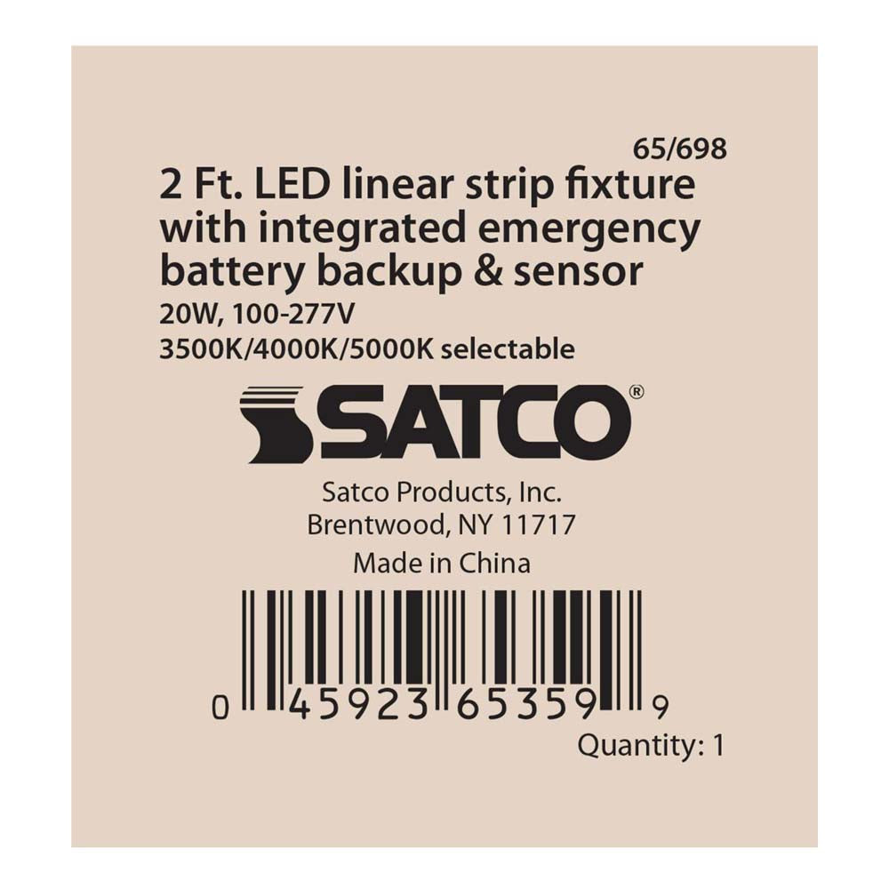 LED 2-ft Linear Strip Light 20W White Finish CCT Tunable 100-277V EM & Sensor