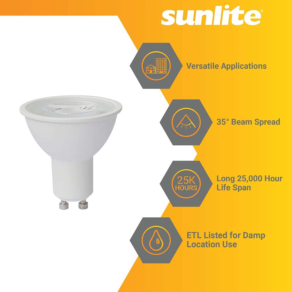 Sunlite LED MR16 Reflector Spotlight Bulb 7w 120v GU10 Base 3000K - Warm White