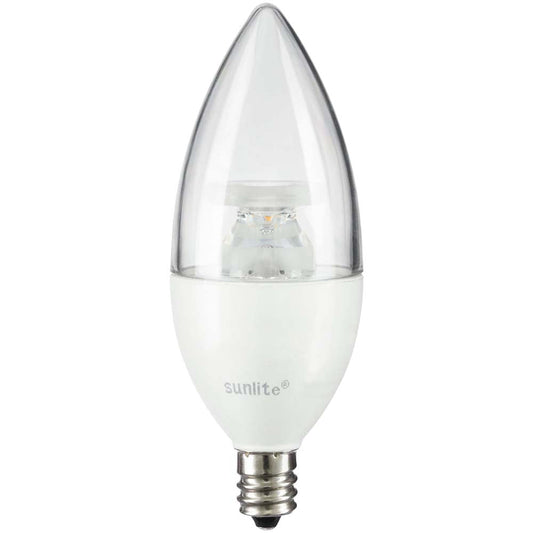 Sunlite LED B11 Clear Chandelier Light Bulb 7w 120v E12 Base 3000K - Warm White