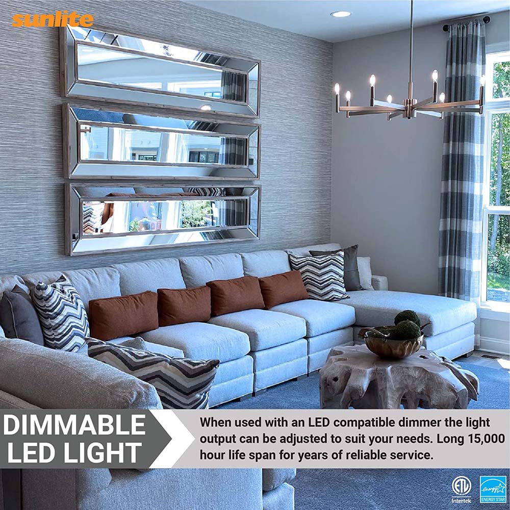 Sunlite LED B11 Clear Chandelier Light Bulb 7w 120v E12 Base 5000K - Daylight