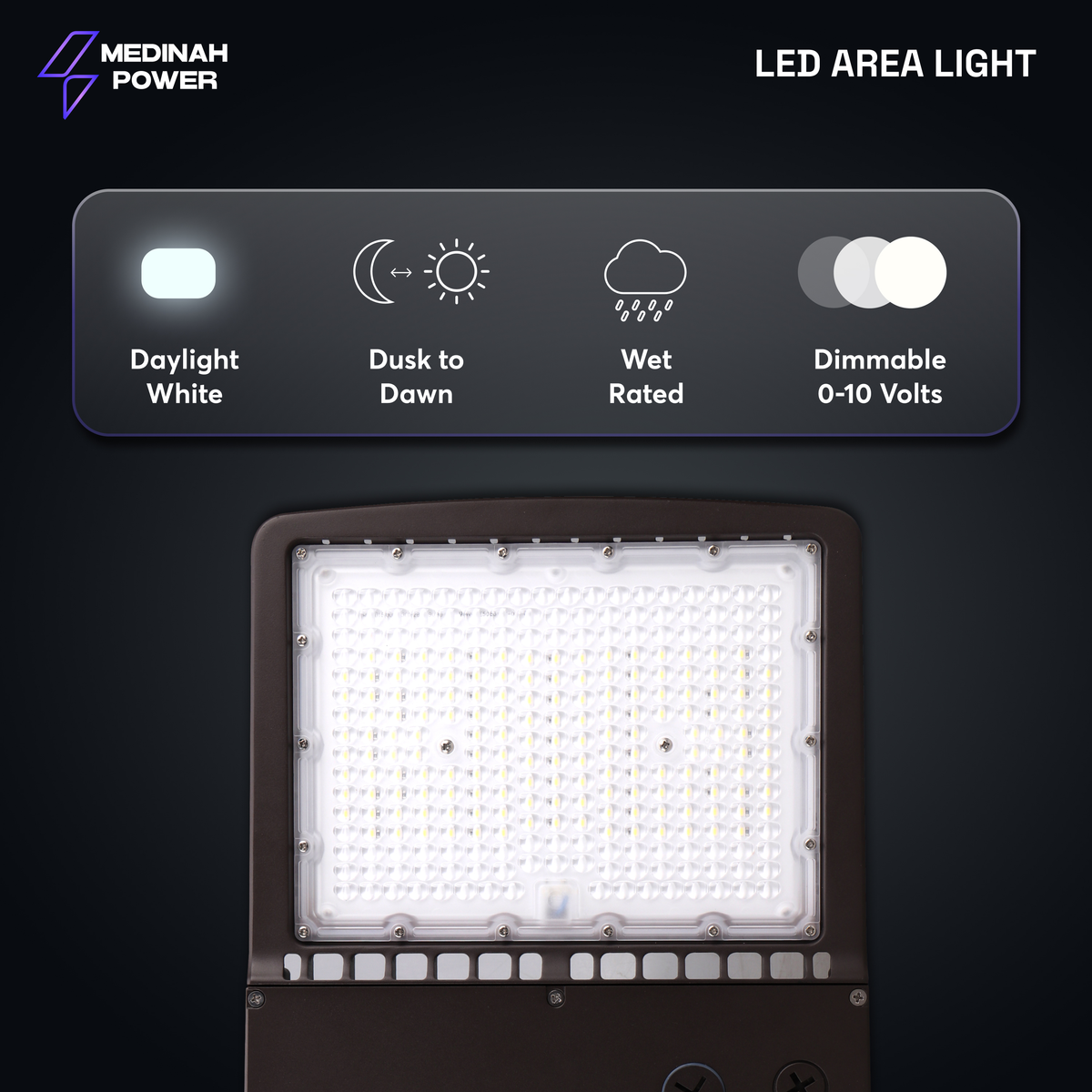 Medinah Power | ARL LED Area Light | 300W | 5000K | Type III | 120-277V | Bronze