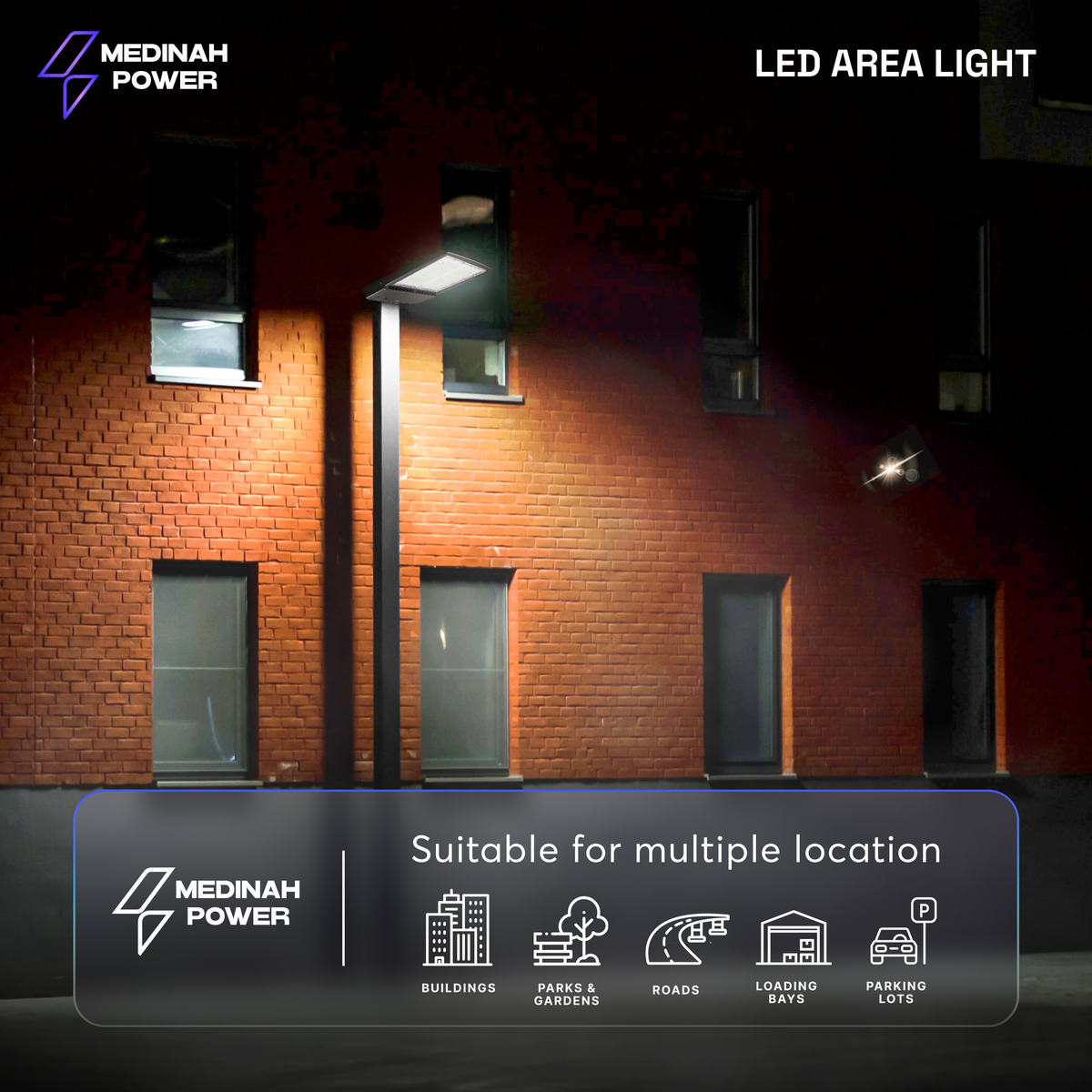 Medinah Power | ARL LED Area Light | 300W | 5000K | Type III | 120-277V | Bronze