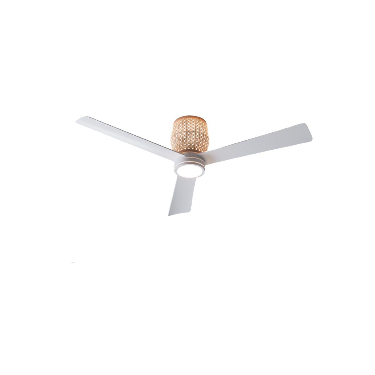 Medinah Power | SALEM Series | 18W | 6-Speed Selectable | Natural Rattan Cage and Matte White Blades | Up Light and Down Light Options