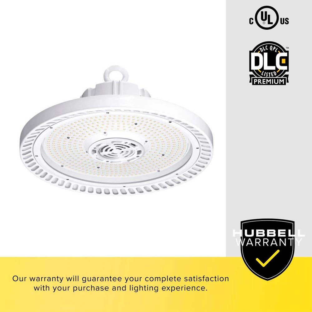 Hubbell 15-in Round LED High Bay 200W 28,000Lm 4000K Dimmable Clear Flat Lens