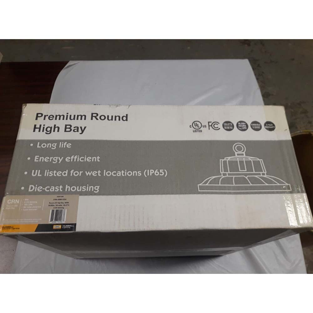 Hubbell 15-in Round LED High Bay 200W 28,000Lm 4000K Dimmable Clear Flat Lens