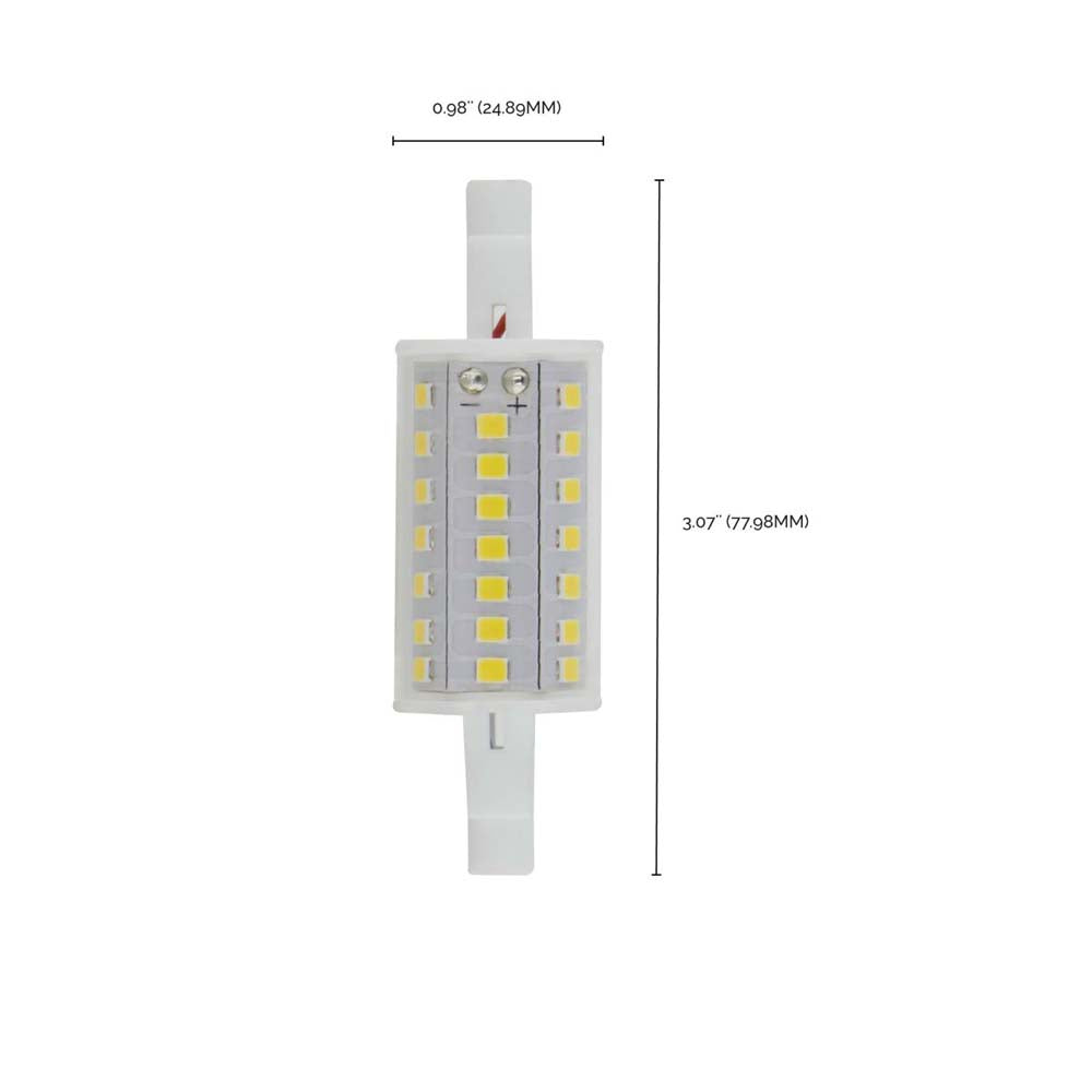 6W LED T3 78mm R7S Base 4000K 200 Beam Angle Double Ended Bulb 120v