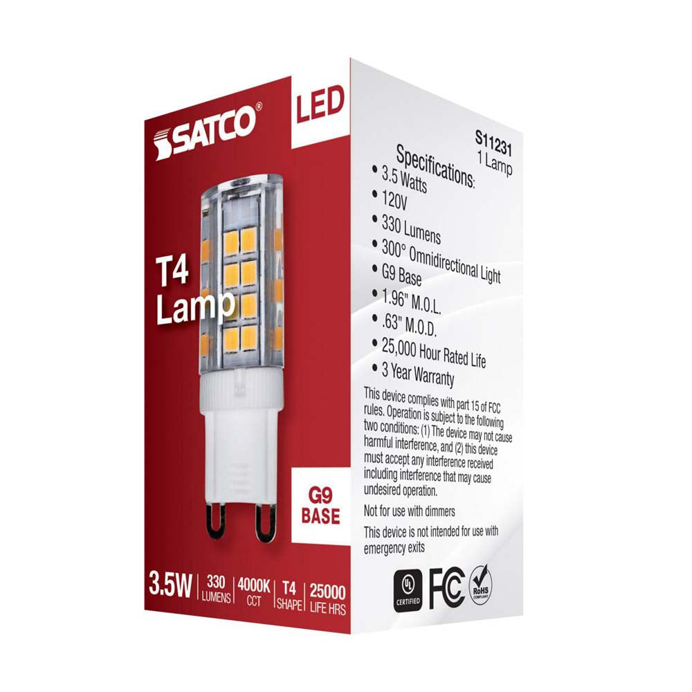 3.5W JCD LED Clear 4000K G9 G9 Double Loop Base 120v