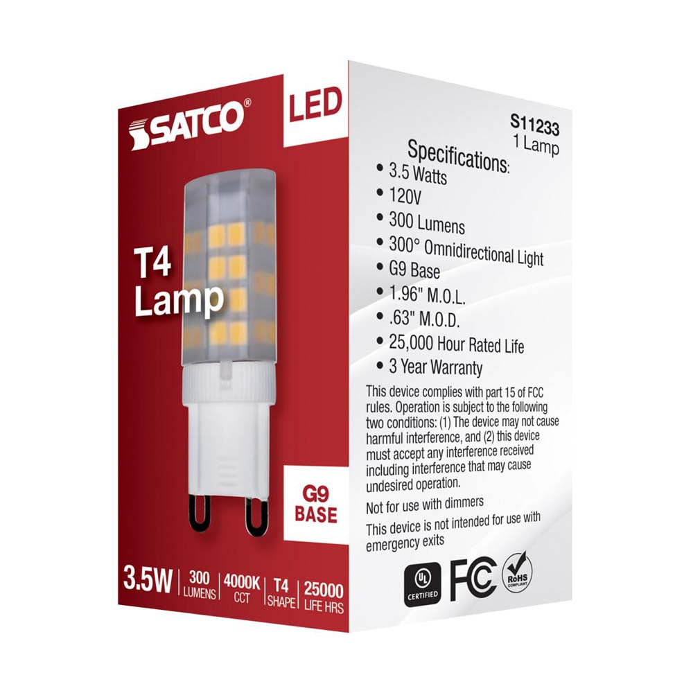 3.5W JCD LED Frosted 4000K G9 G9 Double Loop Base 120v