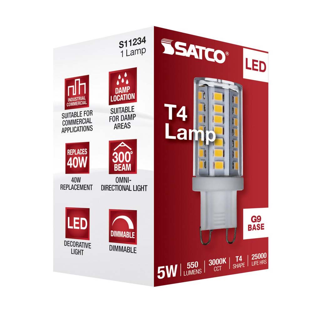 5W JCD LED Clear 3000K G9 G9 Double Loop Base 120v