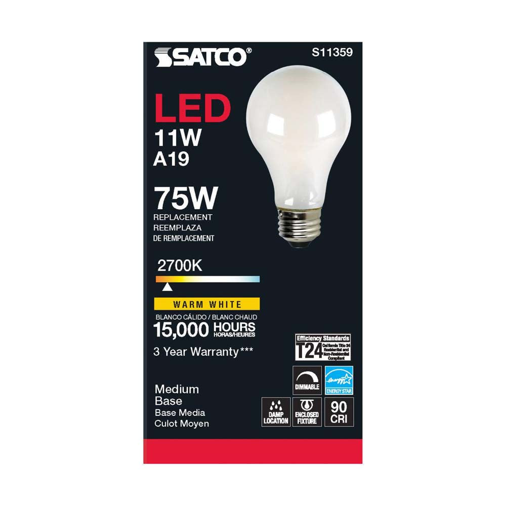 11W A19 LED Soft White 2700K Medium base 120v
