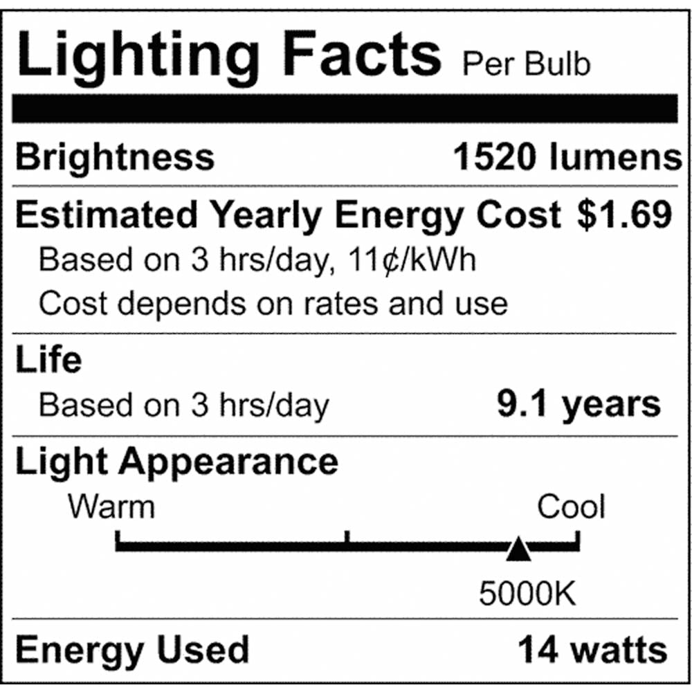 10Pk - 14W A19 LED 5000K E26 Medium base 220 deg. Beam Angle - 100W equiv