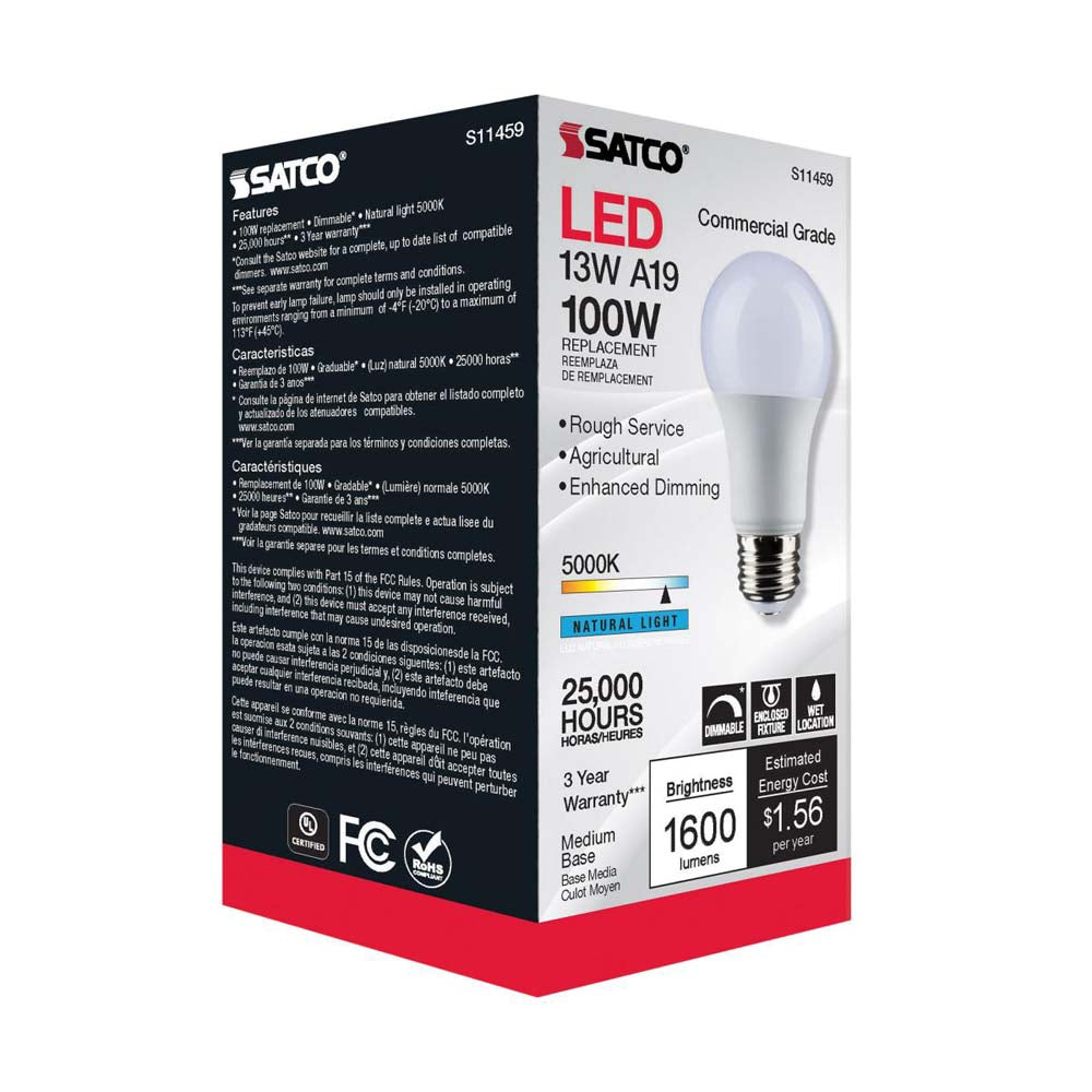 10.5W A19 LED Dimmable Agriculture Bulb 5000K 120v - 100w equiv