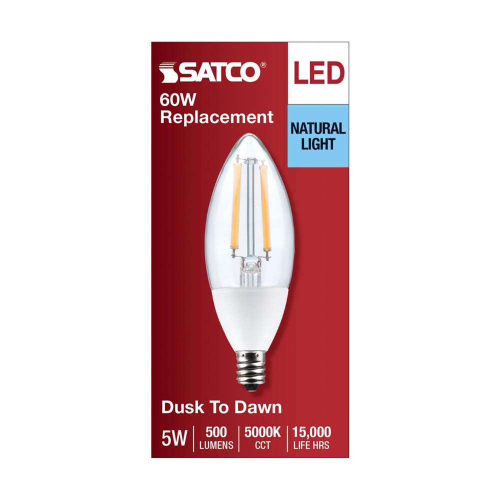 5W B11 Dusk to Dawn LED 5000K Candelabra Base With Photocell