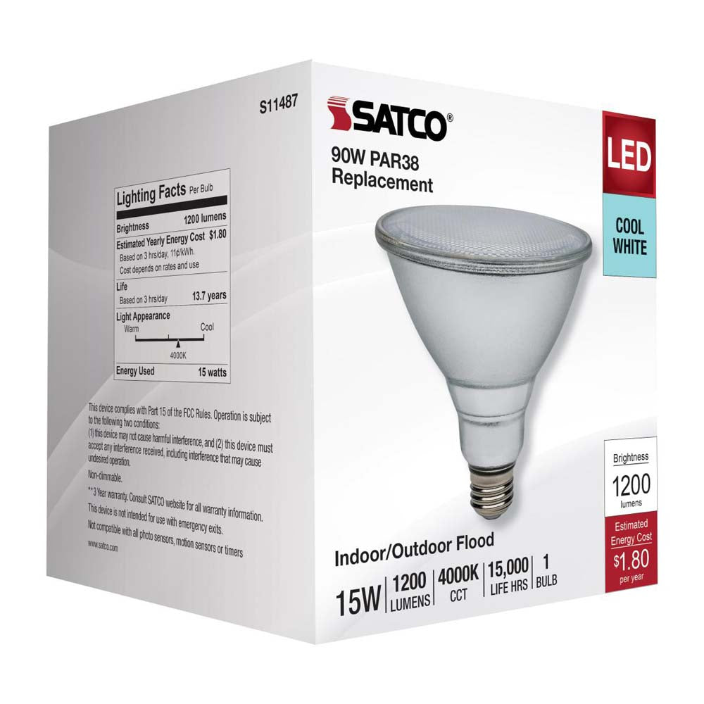 15W PAR38 LED 4000K E26 Medium Base - 90w equiv