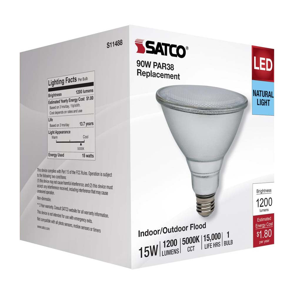 15W PAR38 LED 5000K E26 Medium Base - 90w equiv