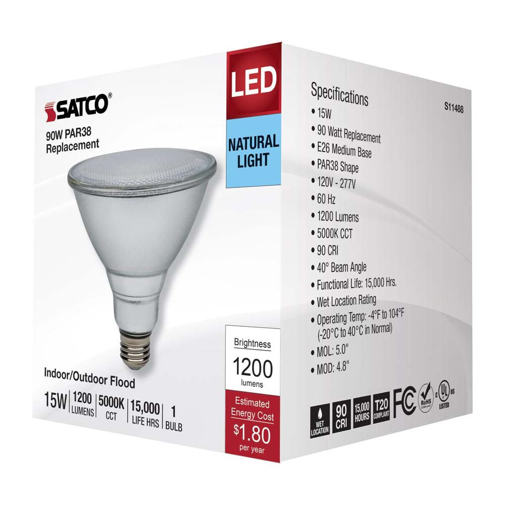 15W PAR38 LED 5000K E26 Medium Base - 90w equiv