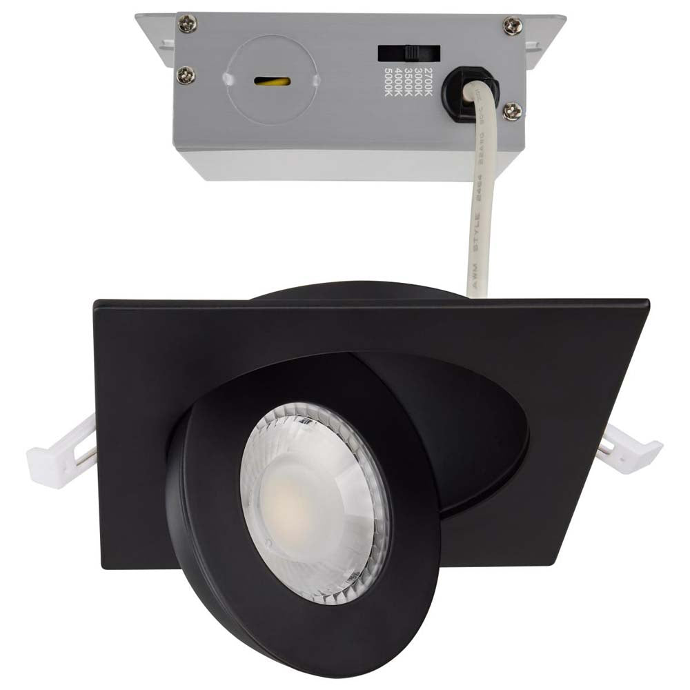 9w CCT Tunable LED Direct Wire Downlight 4-in Square Remote Driver Black