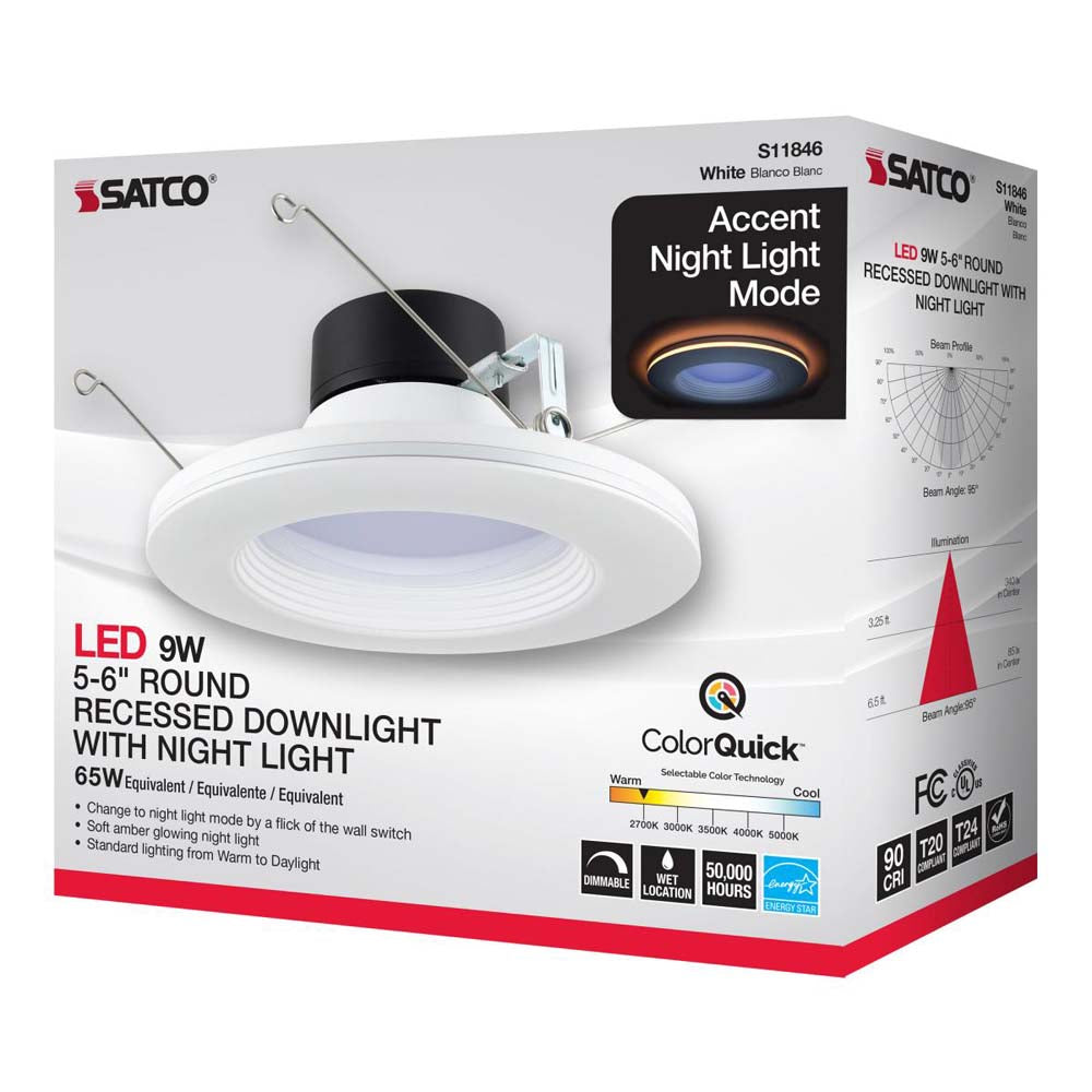 5-6-in CCT Tunable LED Recessed Downlight w/ Night Light Feature