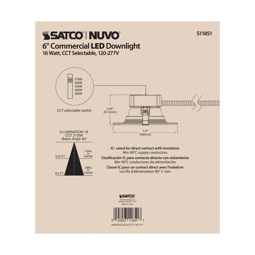15w Commercial LED Downlight 6 in. CCT Adjustable 120-277v Econo