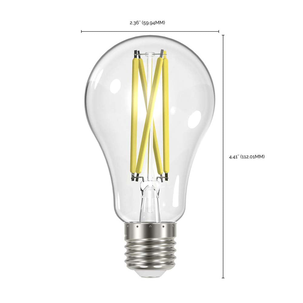 4Pk - 12.5W A19 LED Clear Medium base 2700K 120v - 100W equiv