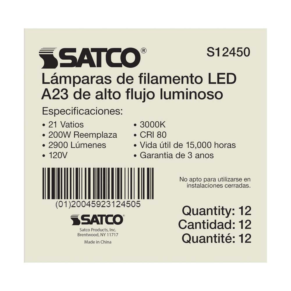 21W A23 LED Frost Finish Medium base Soft White 3000K 120v - 200W equiv