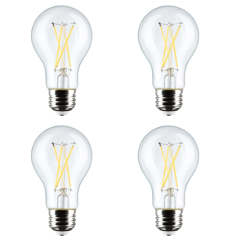 4Pk - 8W A19 LED Clear Soft White 3000K Medium Base 120v - 60W equiv