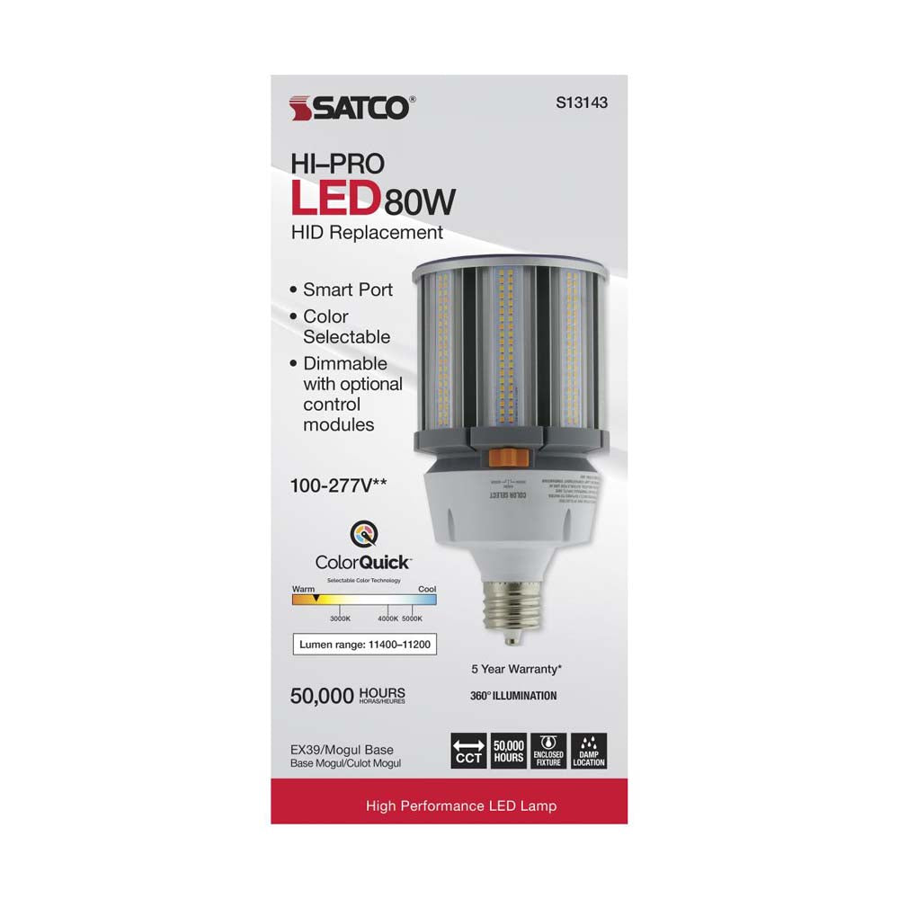 80W LED HID Replacement CCT Selectable Mogul extended base 100-277v - 400W equiv