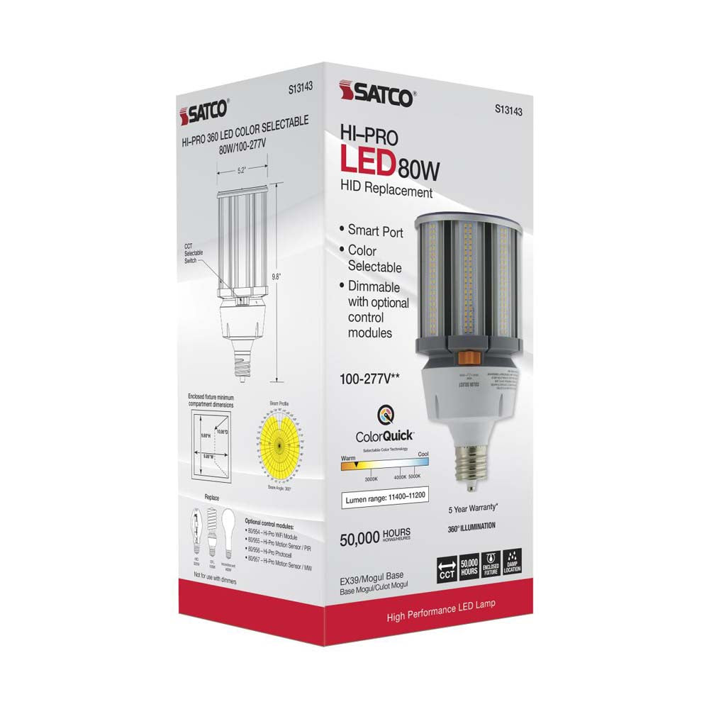 80W LED HID Replacement CCT Selectable Mogul extended base 100-277v - 400W equiv