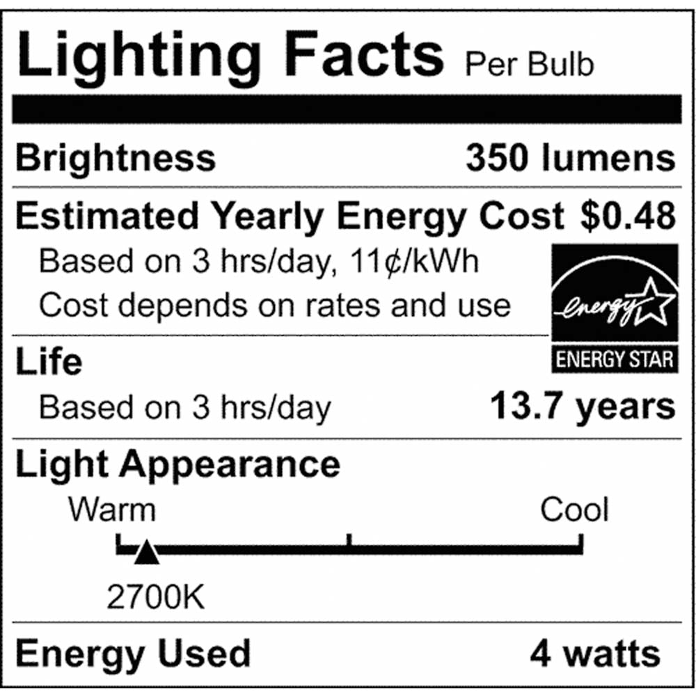 Satco 4.5w G16.5 Globe Filament LED 2700K Medium Base Dimmable - 40w equiv