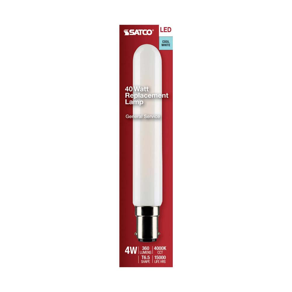 4W T6.5 LED Frosted Double Contact Bayonet Base 4000K 360 Lumens 120v