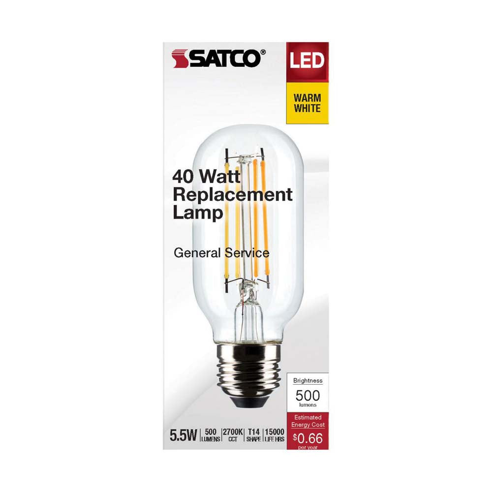5.5W T14 LED Clear Medium Base 2700K 500 Lumens 120v