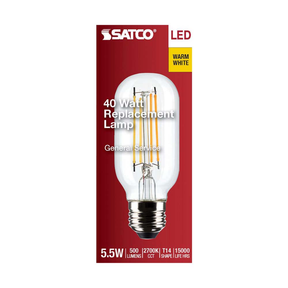 5.5W T14 LED Clear Medium Base 2700K 500 Lumens 120v