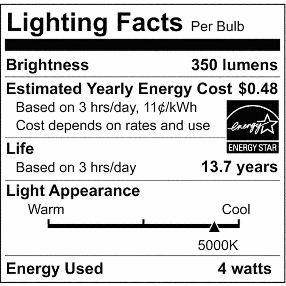 2Pk - 4W B11 LED Frosted Candelabra Base 5000K 350 Lumens 120v