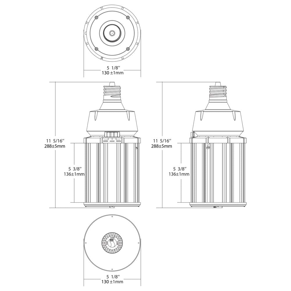 Satco LED HID Replacement 120/100/80 Wattage & CCT Seletable Mogul Base 100-277V