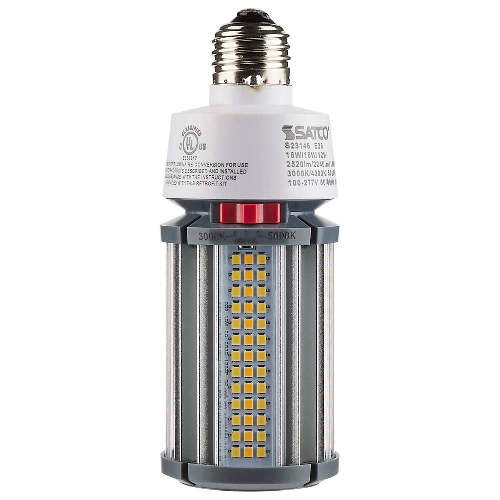 Satco LED HID Replacement 18/16/12 Wattage & CCT Selectable Medium Base 100-277V