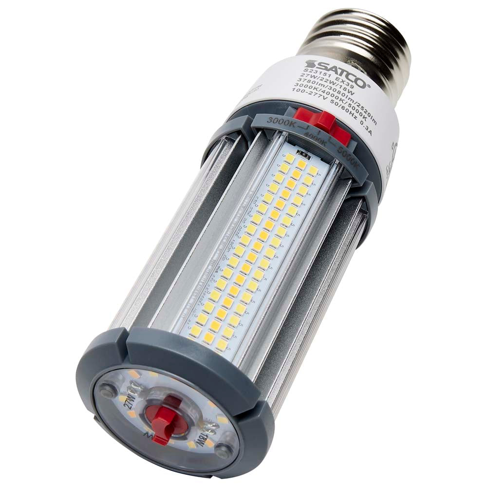 Satco LED HID Replacement 27/22/18 Wattage & CCT Selectable Mogul Base 100-277V