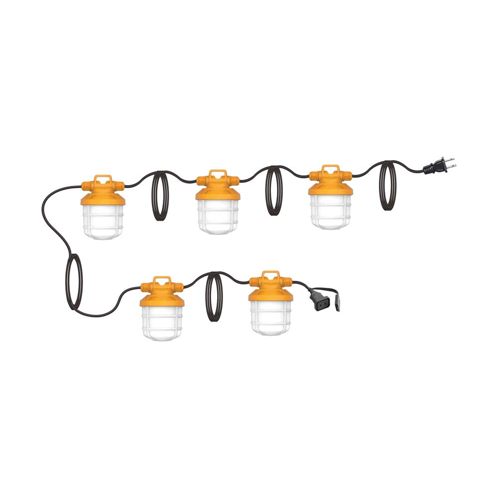 Satco 50Ft High-Lumen Temporary Construction String Light -5 Lamps 50Watt 120V